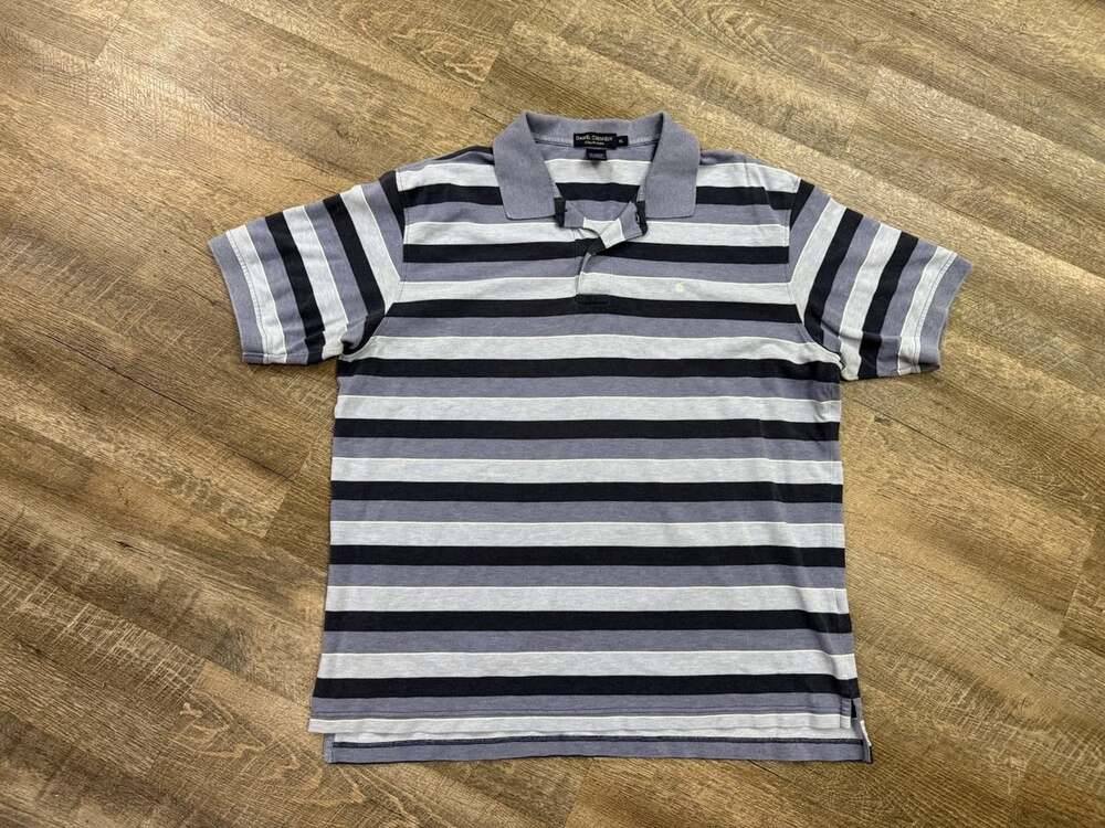 Daniel Cremieux Tailored Fit Blue Stipe short Sleeve Polo XL Vintage 100% Cotton